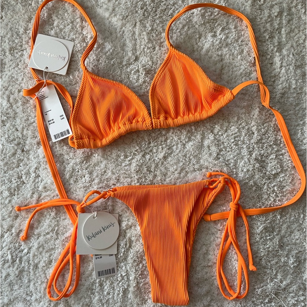 Kulani Kinis Papaya Ribbed Bikini Set